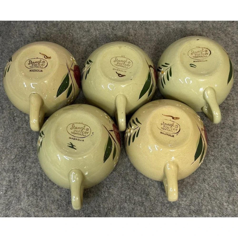 Stangl Pottery MCM Magnolia Pattern Cups 5 EUC!